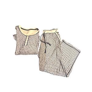 Nautica Pink and Navy Plush Fleece Pajama Set Women's Medium